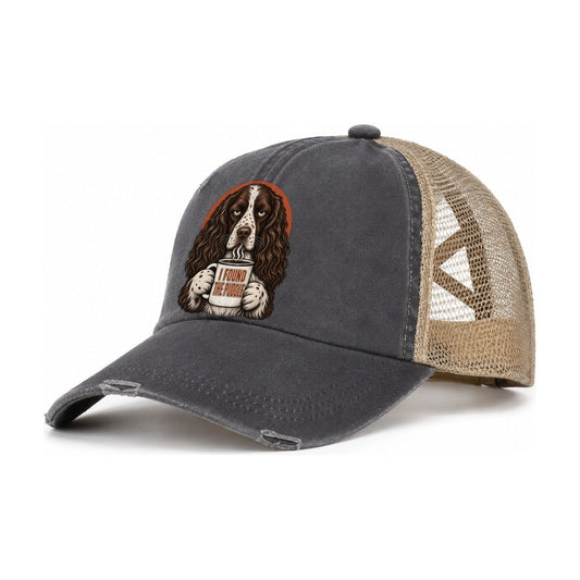 English Springer Spaniel Mug Truths Dog Mug Truths Women's Ponytail Trucker Hat – Charcoal Khaki