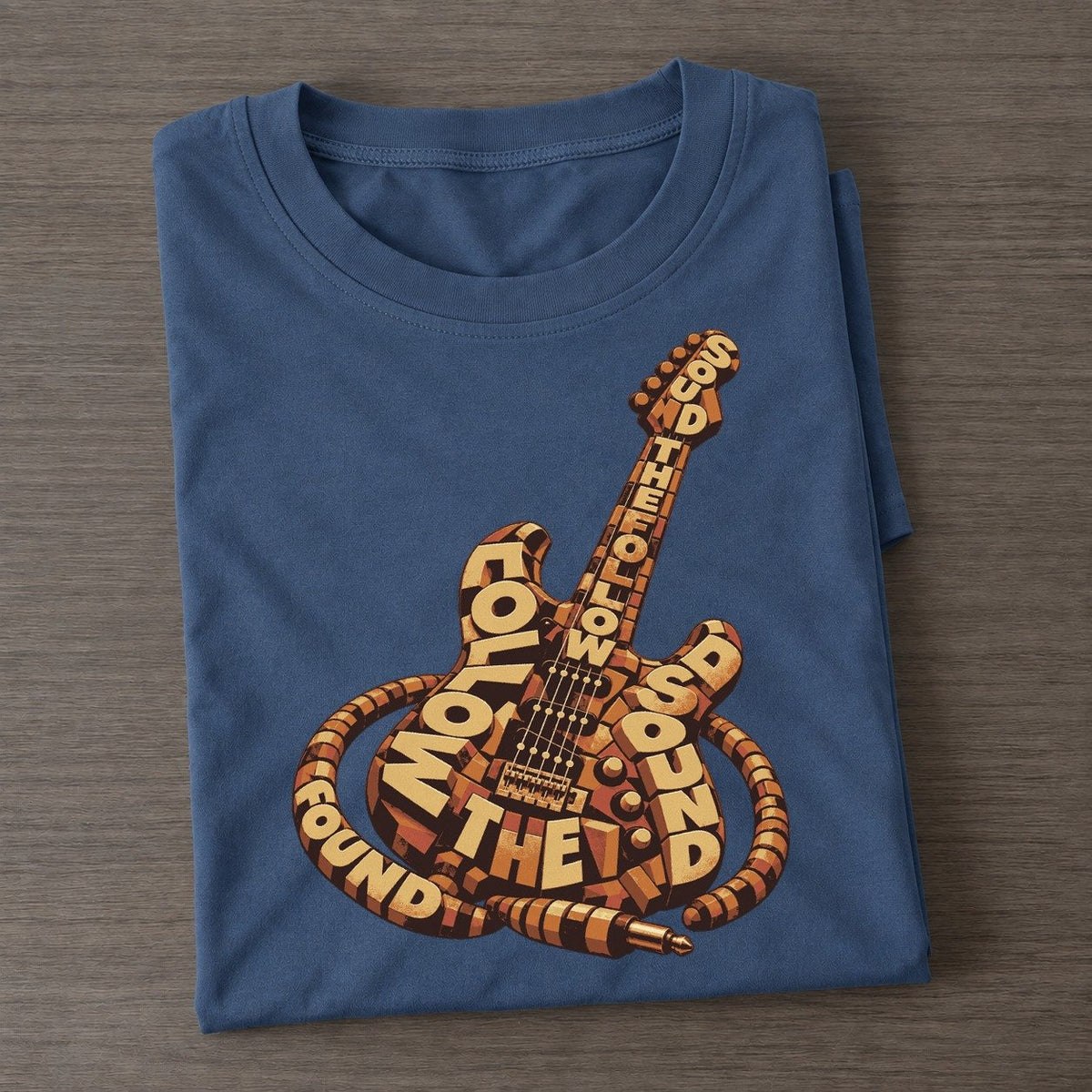 Guitar Cable Loop Letter Sculpture Classic T-shirt – Twilight Navy
