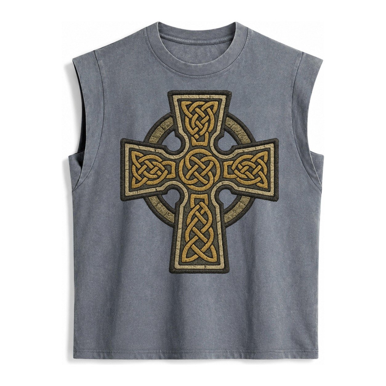 Celtic Cross Vintage Washed Tank – Grey