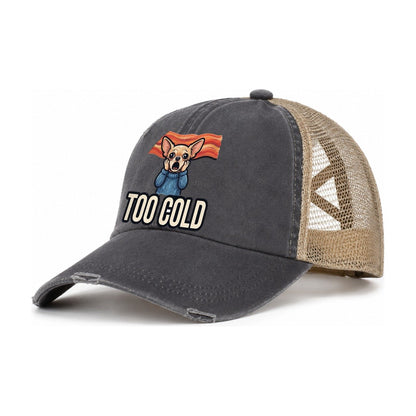 Chihuahua Scream Too Cold Scream Women's Ponytail Trucker Hat – Charcoal Khaki