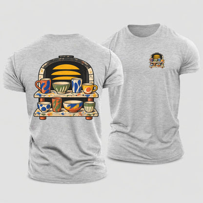 Kiln Shelf Sunrise Clay Color Makers Cotton T-Shirt – Sport Grey