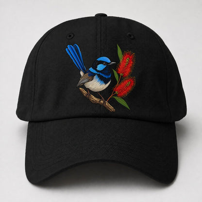 Superb Fairywren And Bottlebrush Australia Cultural Icons Baseball Cap – Black