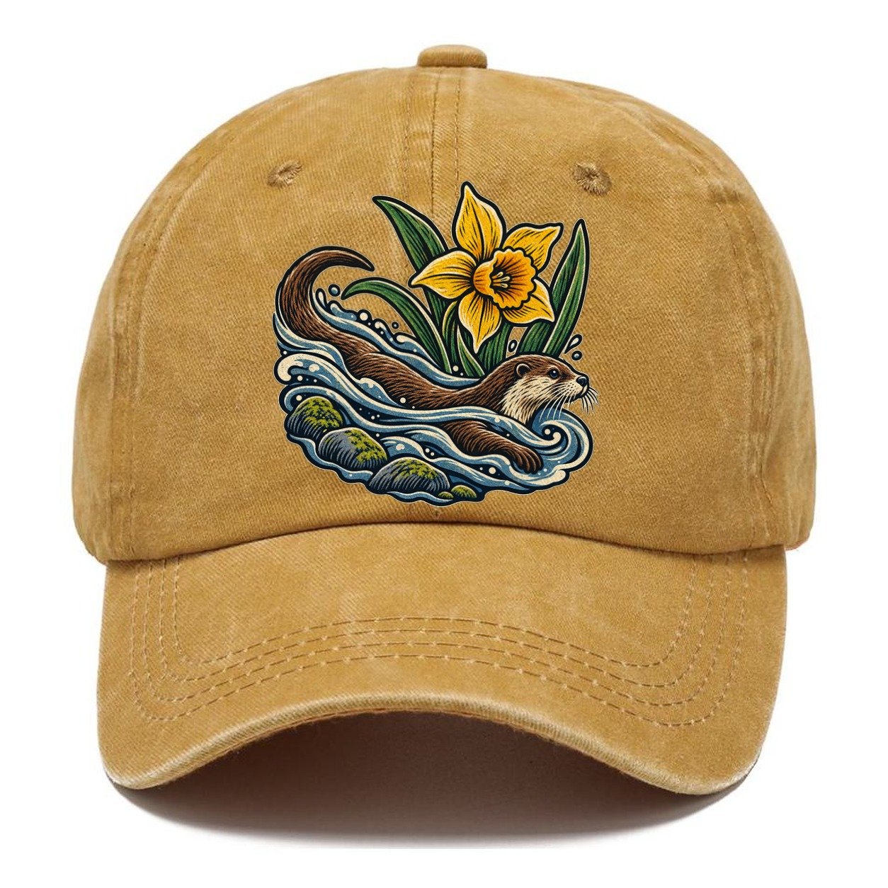 Welsh Otter And Daffodil Stream Uk Culture Heritage Classic Cap – Golden Harvest