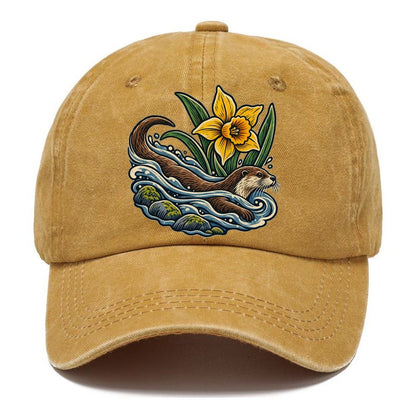 Welsh Otter And Daffodil Stream Uk Culture Heritage Classic Cap – Golden Harvest