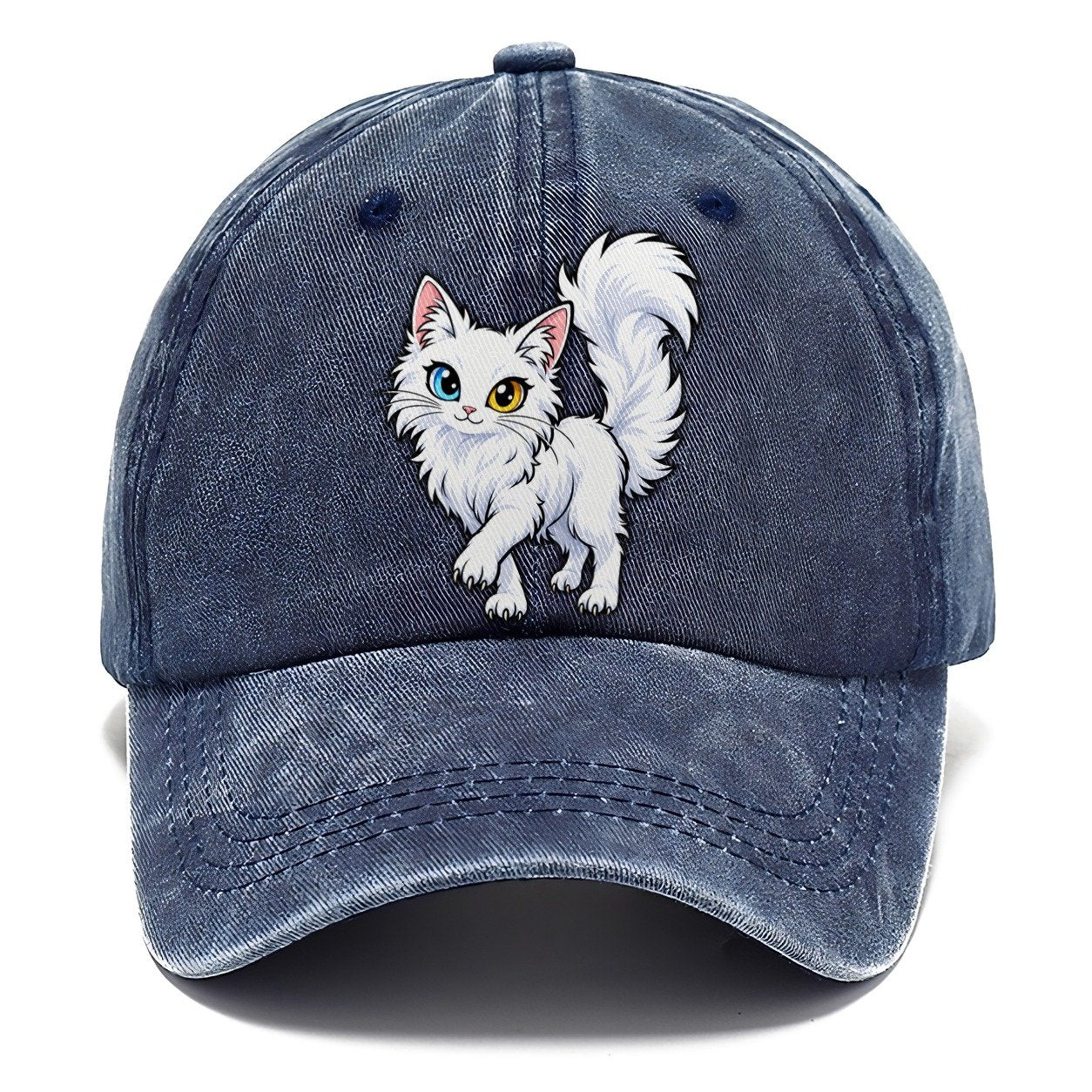 Turkish Angora Tail Up Peeking Cats Classic Cap – Twilight Navy