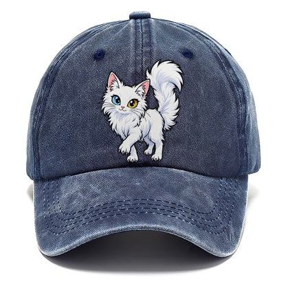 Turkish Angora Tail Up Peeking Cats Classic Cap – Twilight Navy