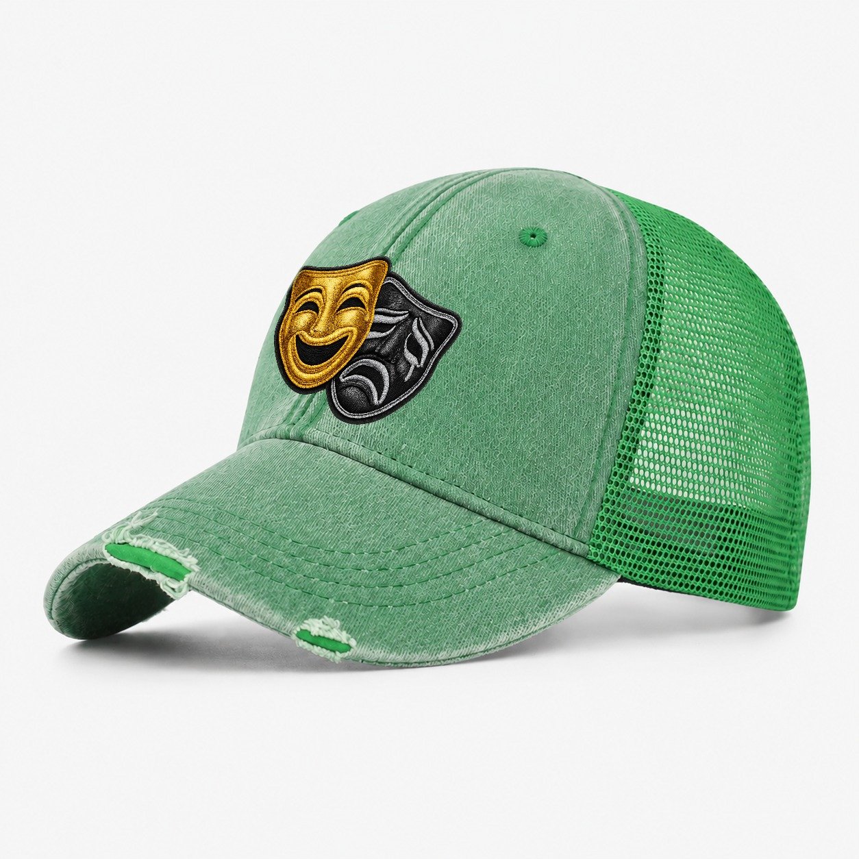 Broadway Masks Washed Trucker Hat – Ink Green