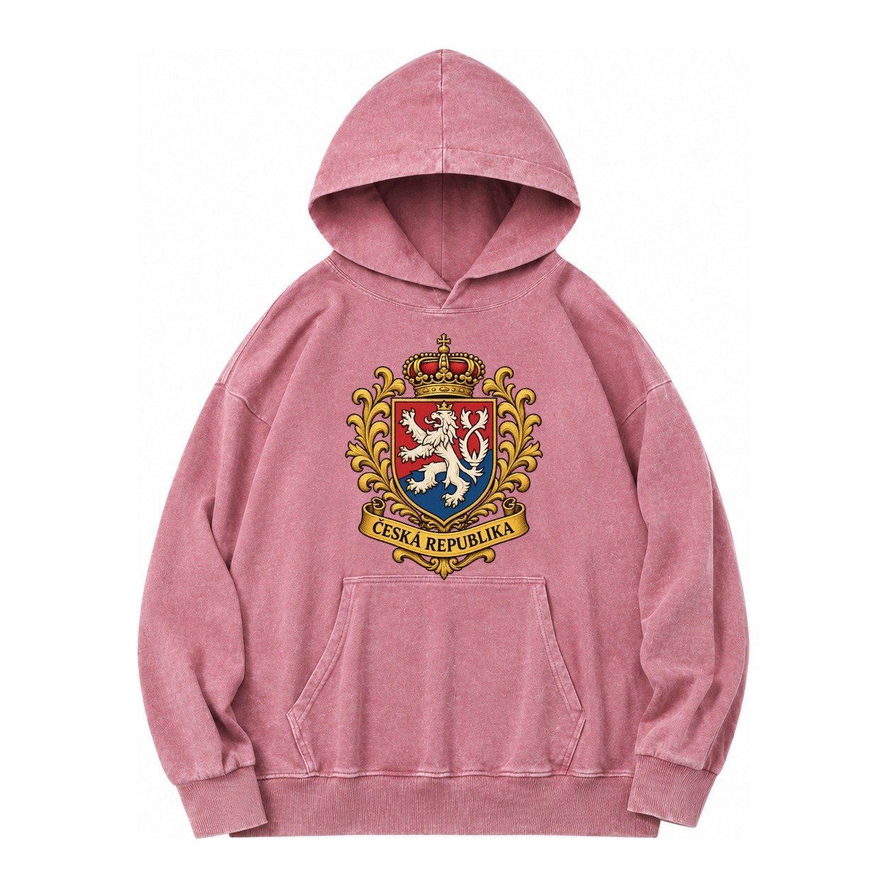 Czech Republic Lion Vintage Washed Hoodie – Dusty Rose