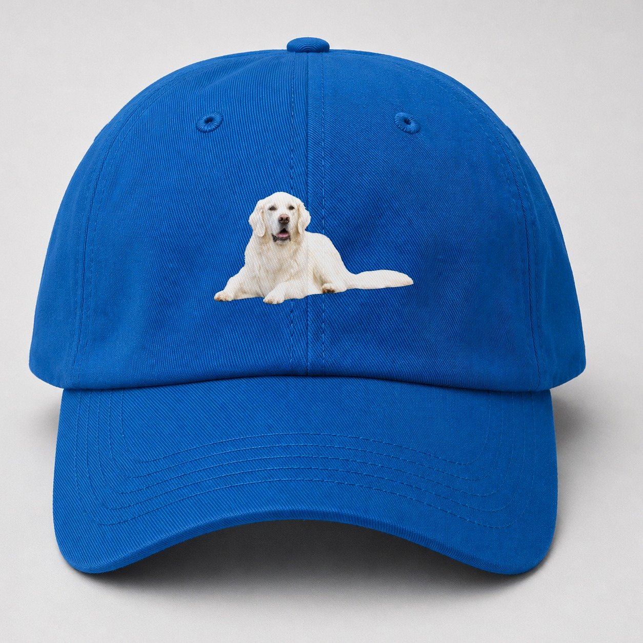 White English Cream Golden Retrievers Baseball Cap – Blue