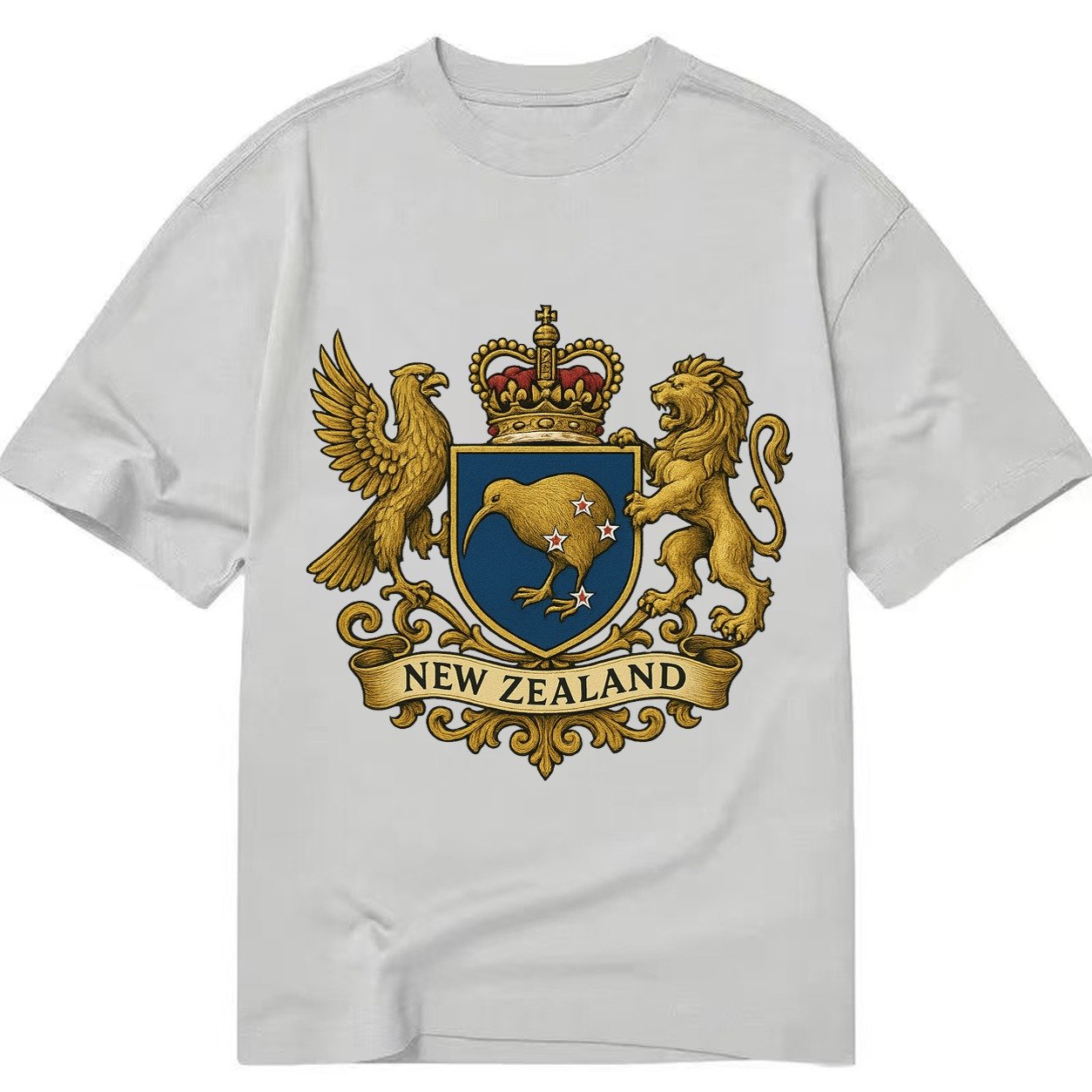 New Zealand Heritage Badge Kiwi With Southern Cross Styling Classic T-shirt – Grey