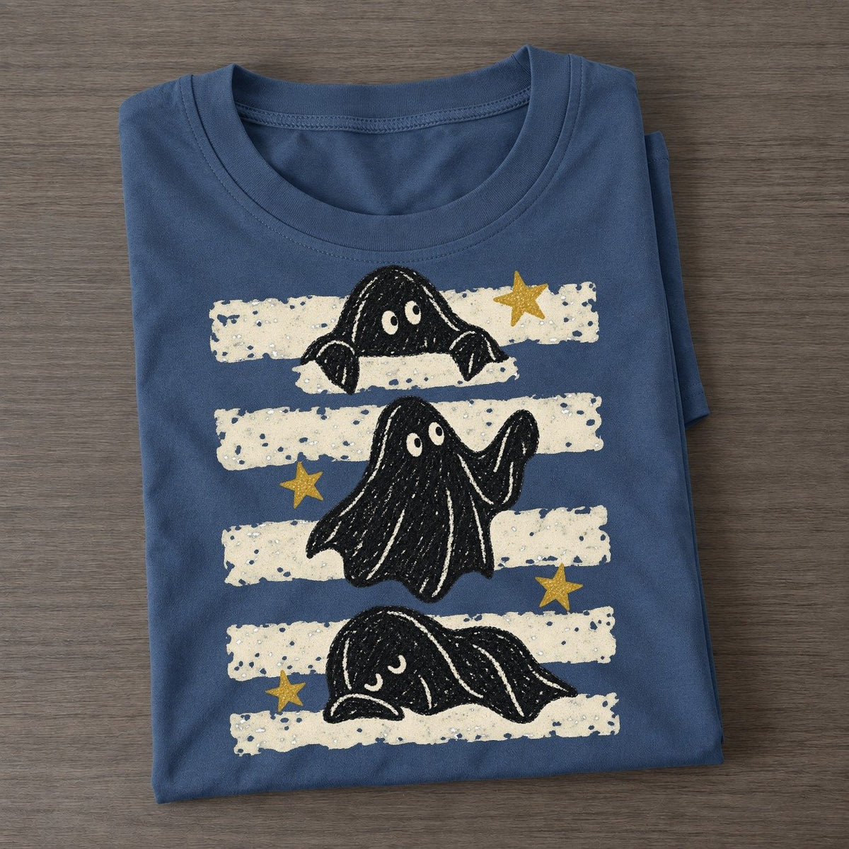 Chalk Ghosts Night Stripes Classic T-shirt – Twilight Navy
