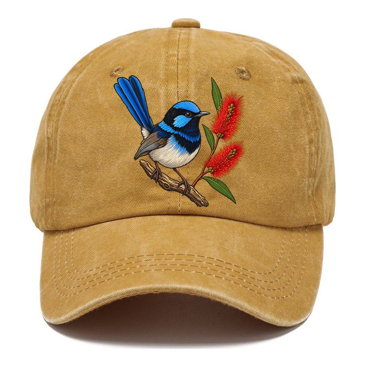 Superb Fairywren And Bottlebrush Australia Cultural Icons Classic Cap – Golden Harvest