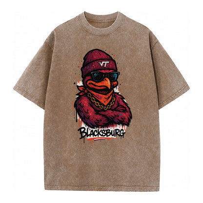 Blacksburg Hokiebird Wearing Virginia Tech Beanie With Vt Pa Vintage T-shirt – Brown