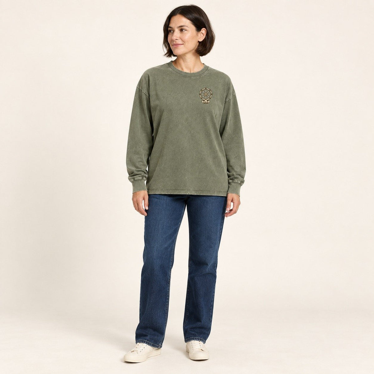 Army Green — worn by a model