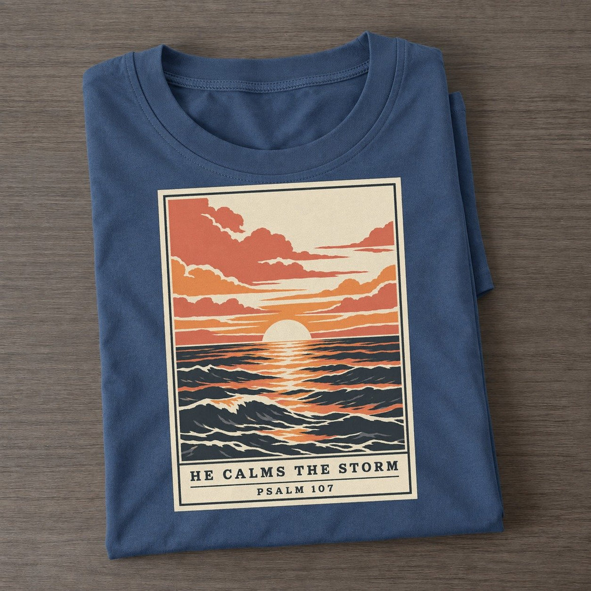 He Calms The Storm Given Light Classic T-shirt – Twilight Navy