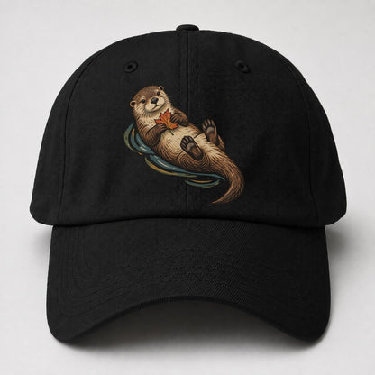 Otter Floating Leaf Gentle Wild Baseball Cap – Black