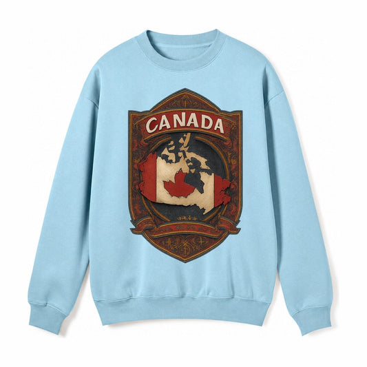 Canada Map Fleece Sweatshirt – Light Blue