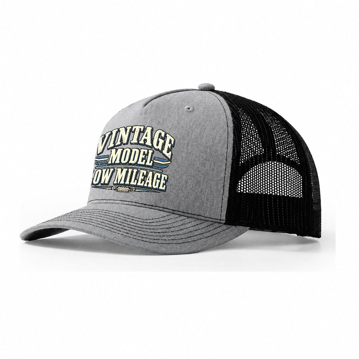 Vintage Model Low Mileage American Wit Trucker Hat – Sport Grey Black