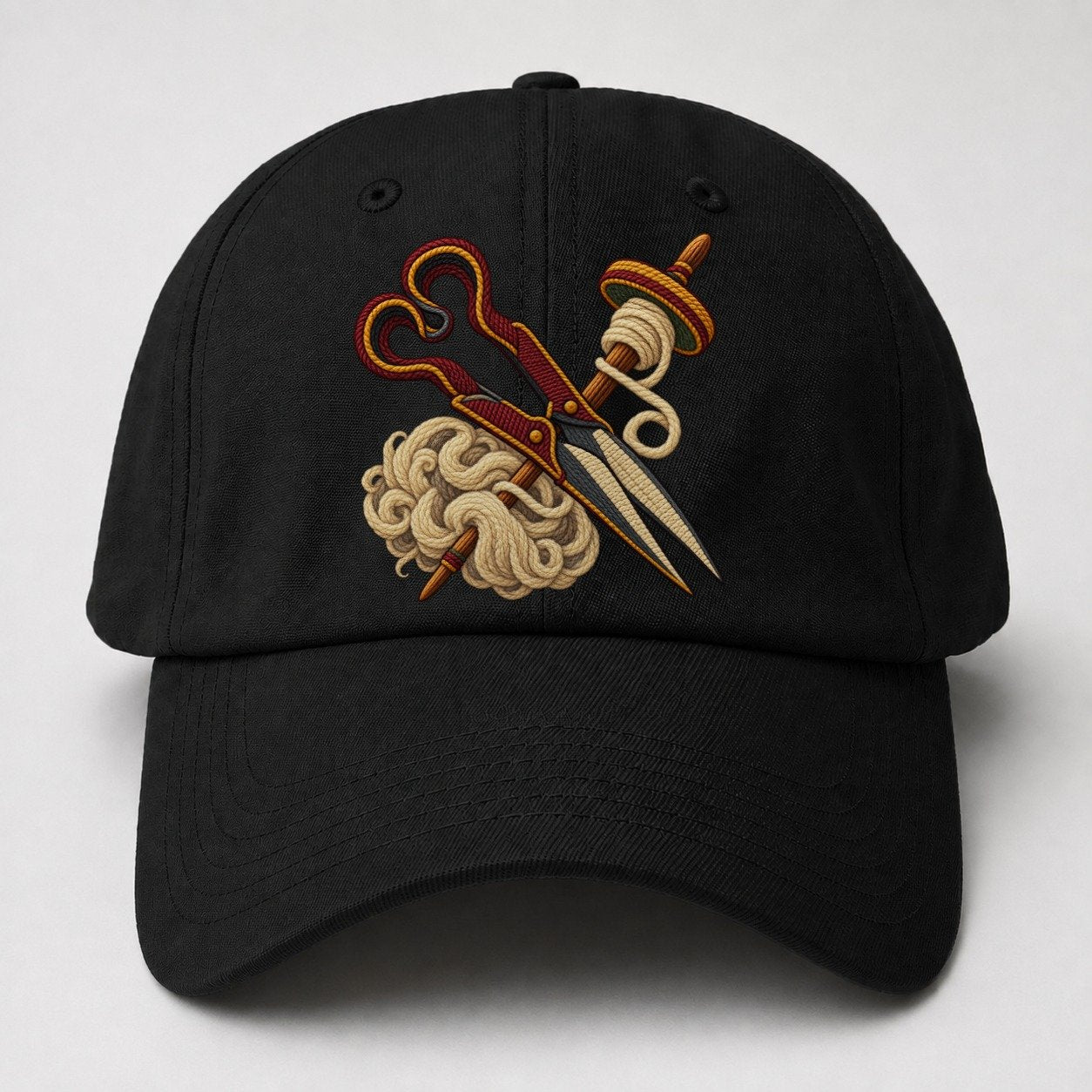 Welsh Wool Shears Spindle And Fleece Uk Culture Heritage Baseball Cap – Black