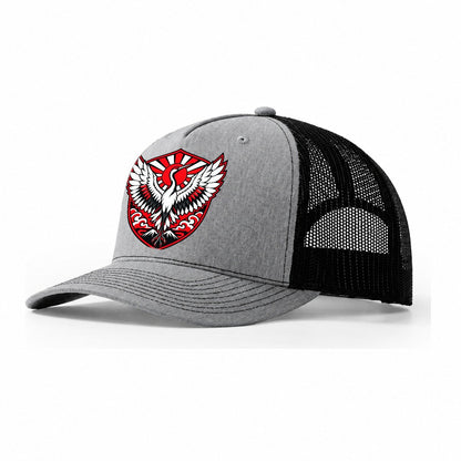 Japan Minimal Emblem Country Logos Trucker Hat – Sport Grey Black