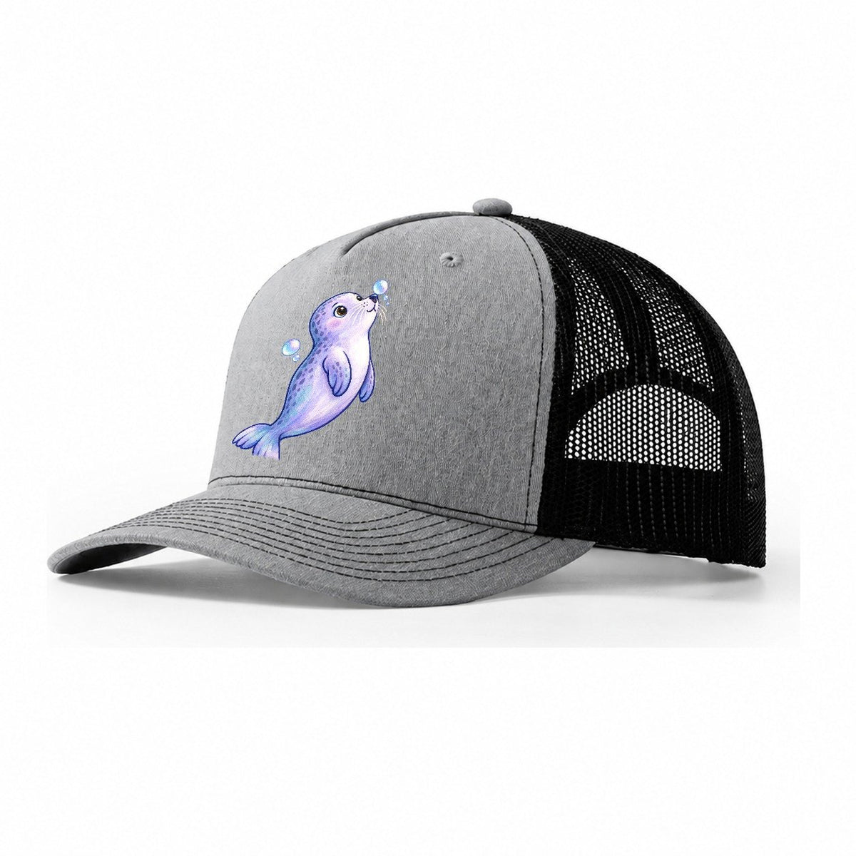 Seal Bubble Snoot Sea Sprite Trucker Hat – Sport Grey Black