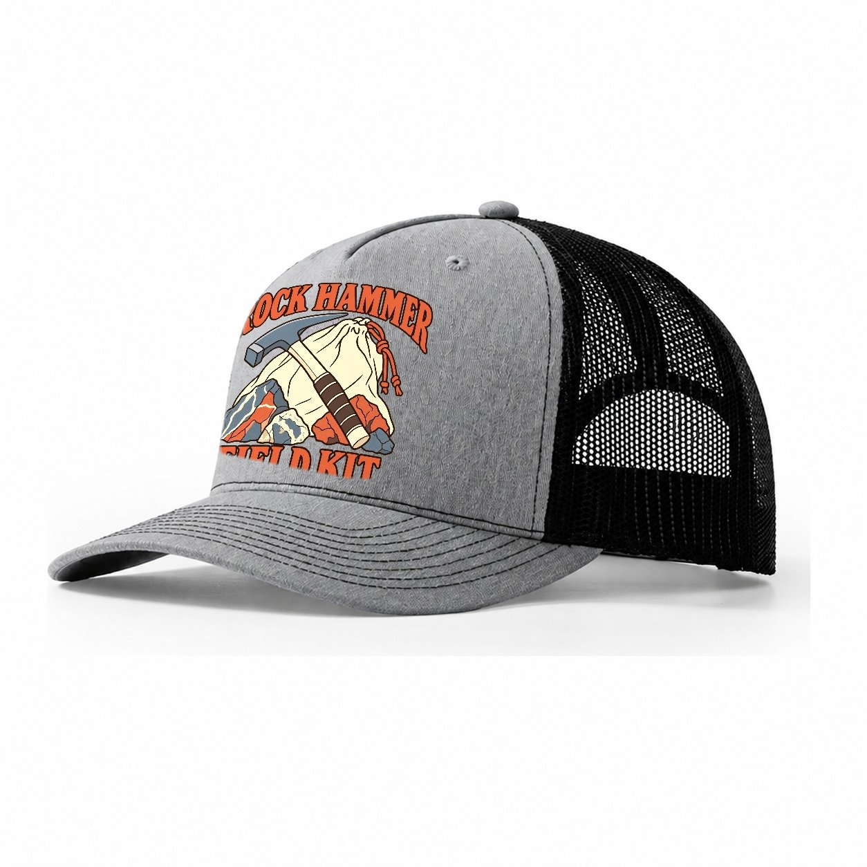 Rock Hammer Field Kit Rocks And Minerals Trucker Hat – Sport Grey Black
