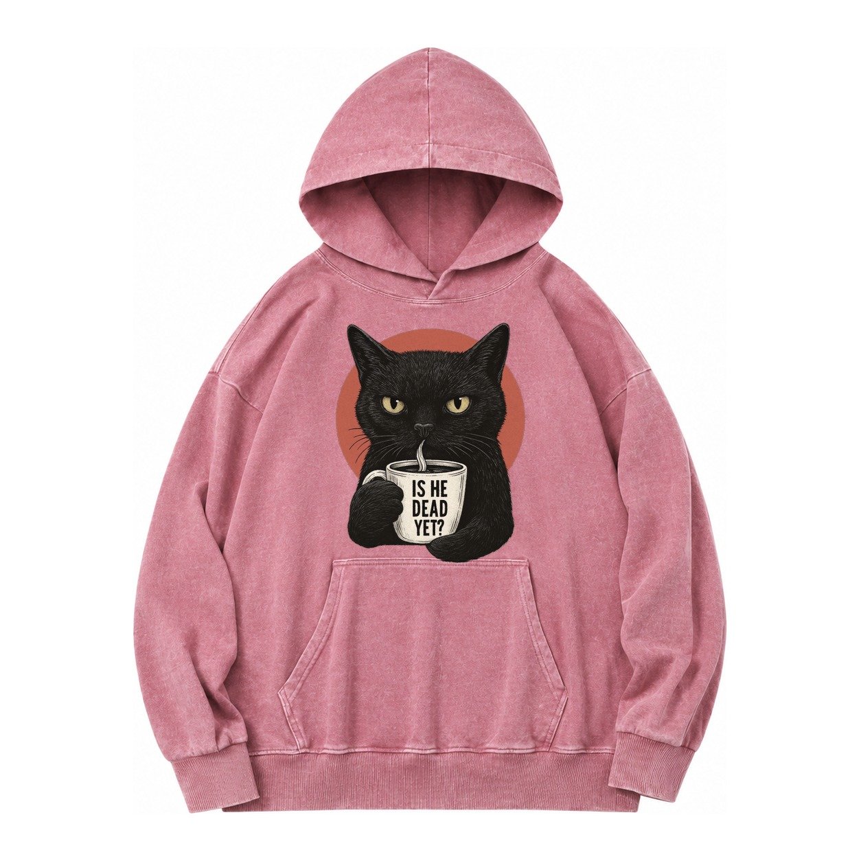 Is He Dead Yet Cat Vintage Washed Hoodie – Dusty Rose