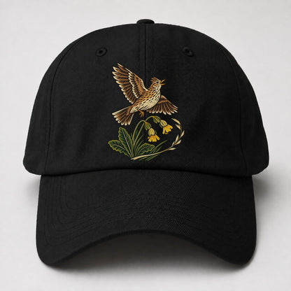 South Downs Skylark And Cowslip Uk Culture Heritage Baseball Cap – Black