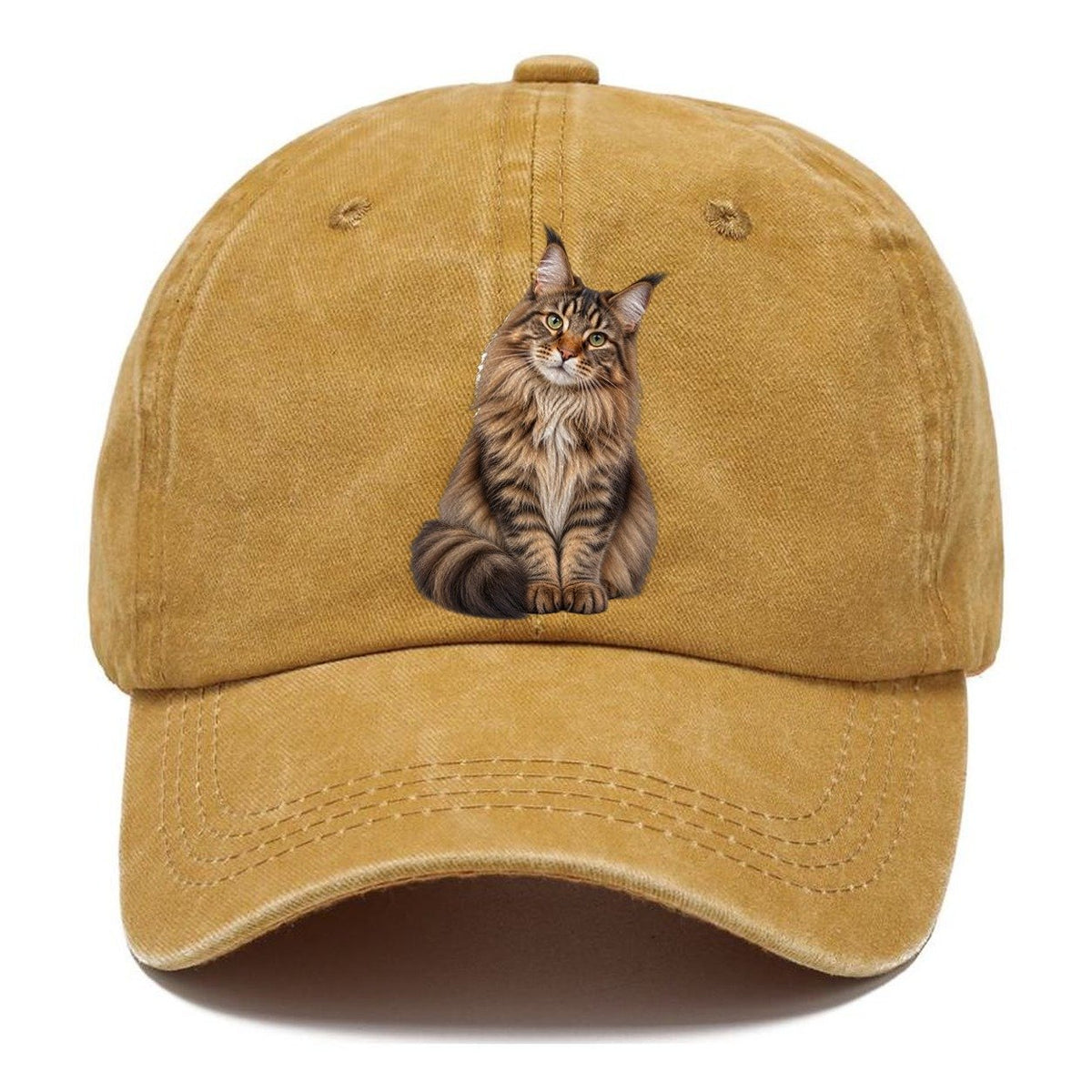 Maine Coon Seated Portrait Realistic Cat Portrait Classic Cap – Golden Harvest