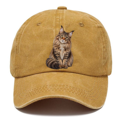 Maine Coon Seated Portrait Realistic Cat Portrait Classic Cap – Golden Harvest