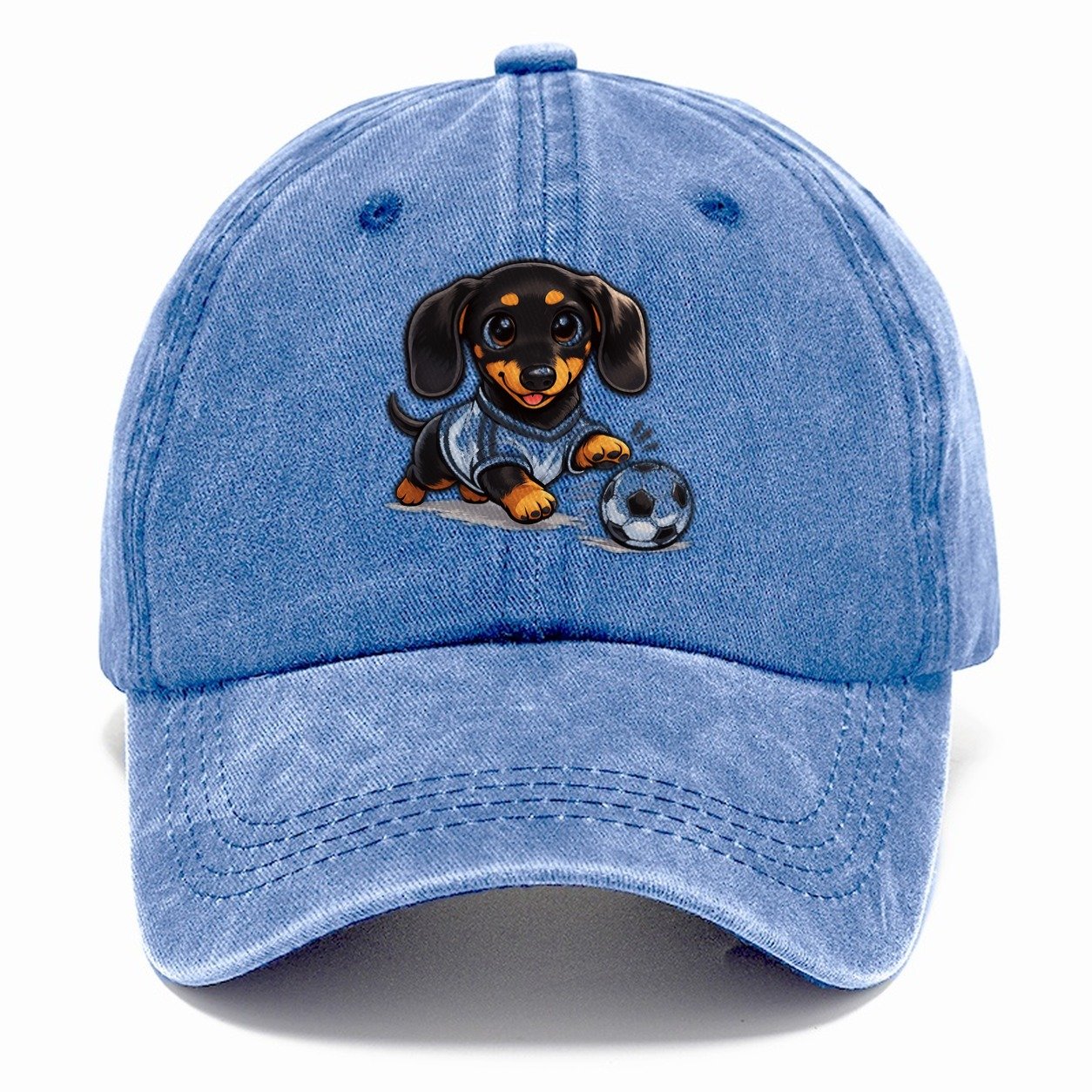 Dachshund Kicking Soccer Ball Classic Cap – Summer Sky