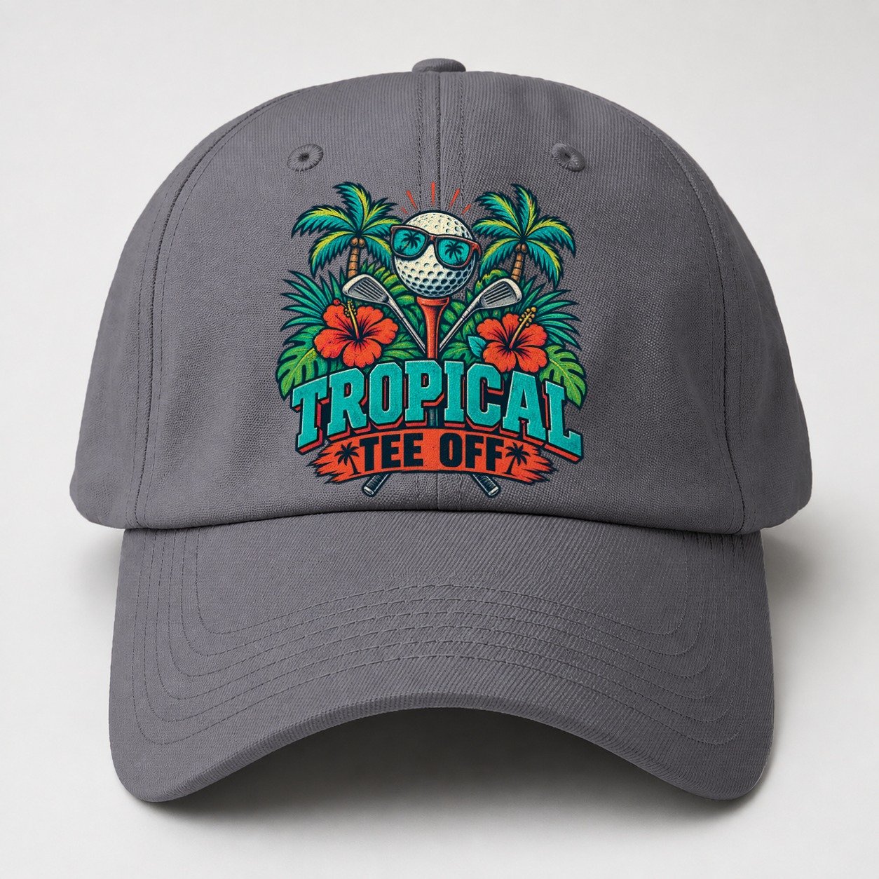 Tropical Tee Off Golf Life Baseball Cap – Grey