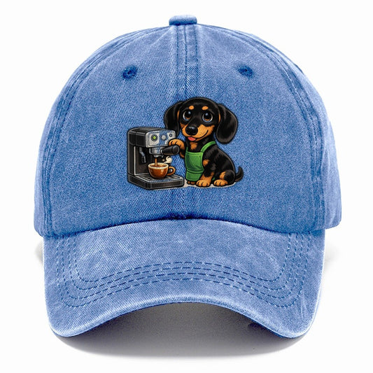 Dachshund Barista Work Classic Cap – Summer Sky