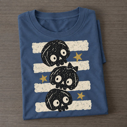 Chalk Skulls Night Stripes Classic T-shirt – Twilight Navy