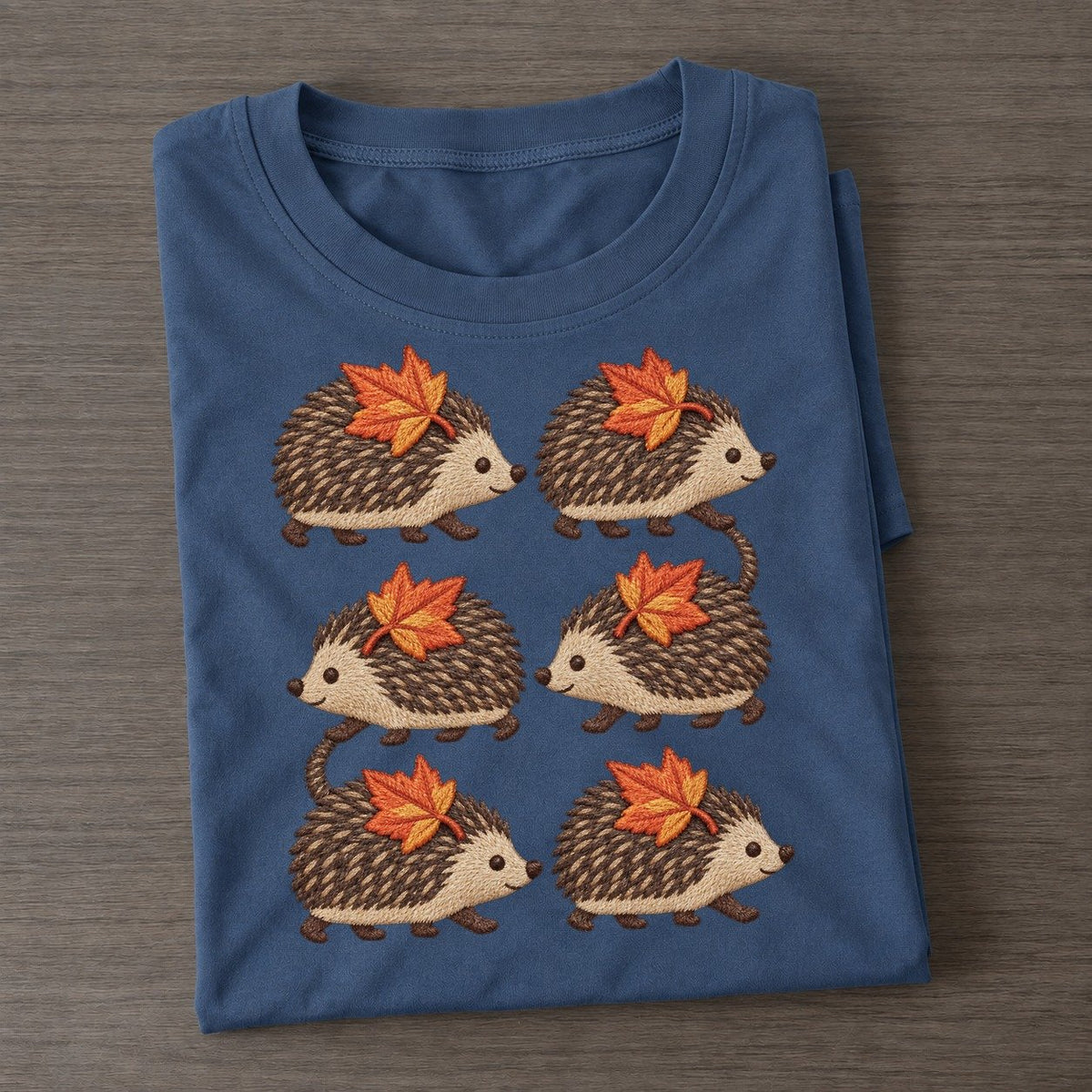 Hedgehogs With Leaves Single File Classic T-shirt – Twilight Navy