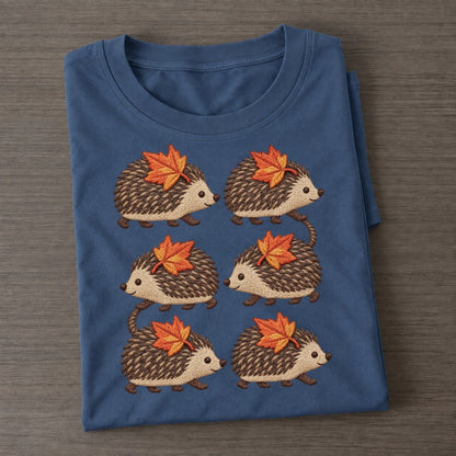 Hedgehogs With Leaves Single File Classic T-shirt – Twilight Navy