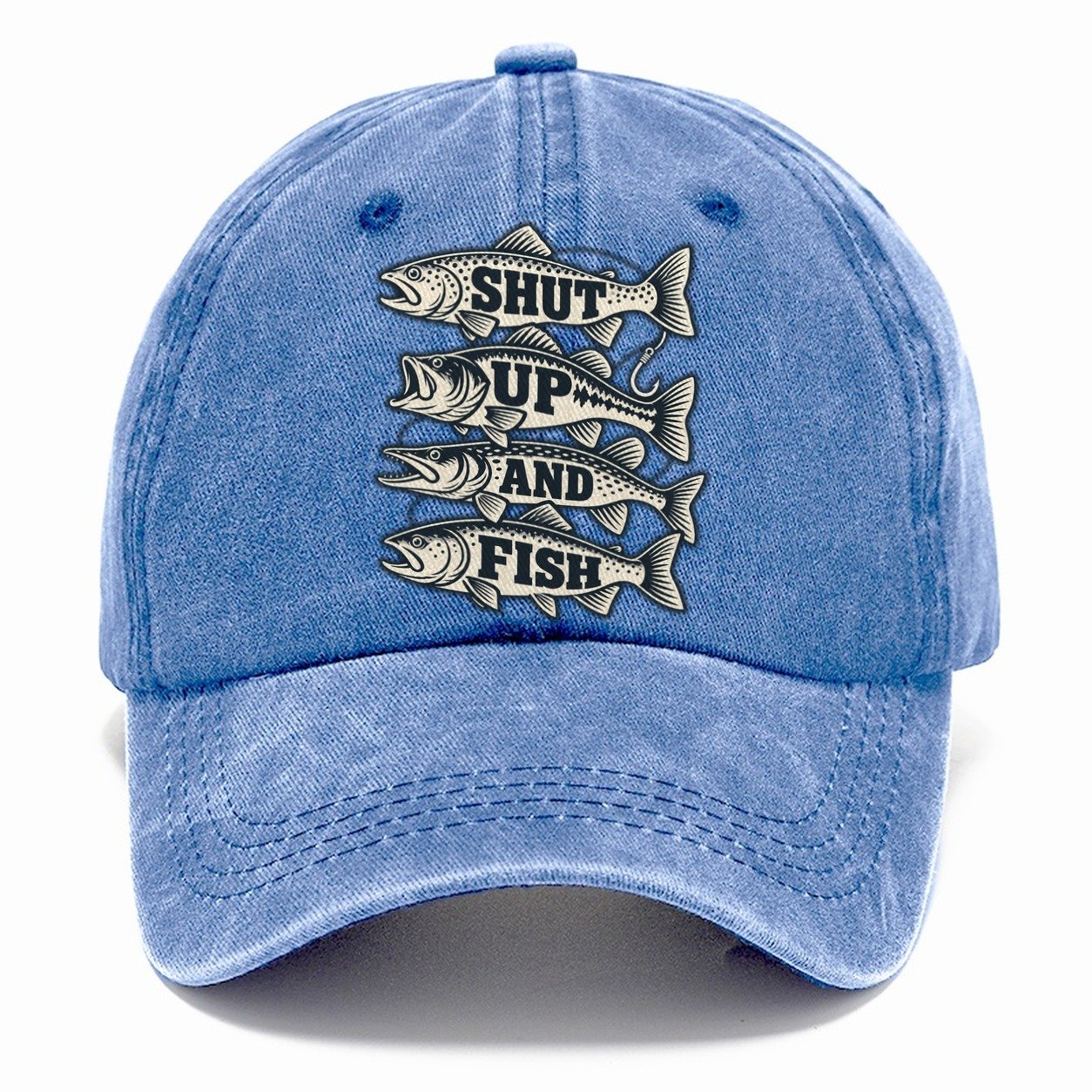 Shut Up And Fish Fishing Elegant Classic Cap – Summer Sky