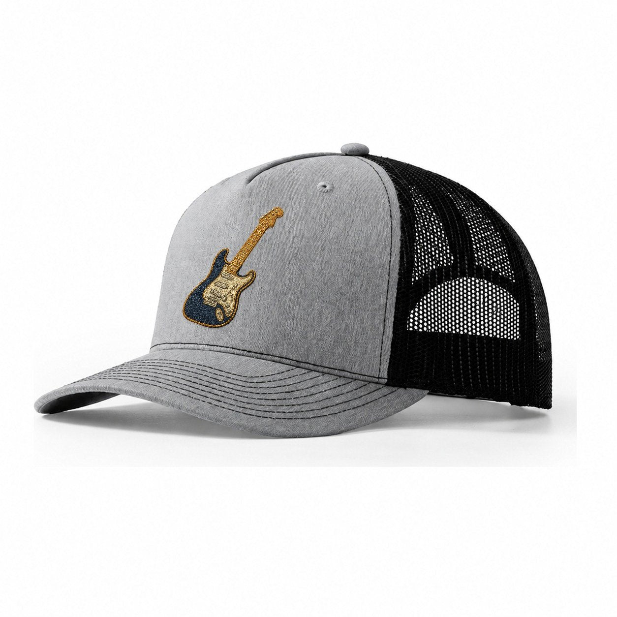 Vintage Electric Guitar Trucker Hat – Sport Grey Black