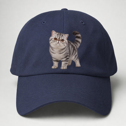 Exotic Shorthair Standing Three Quarter Realistic Cat Portrait Baseball Cap – Twilight Navy