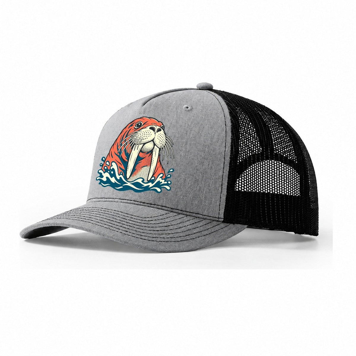 Walrus Whisker Wave Trucker Hat – Sport Grey Black