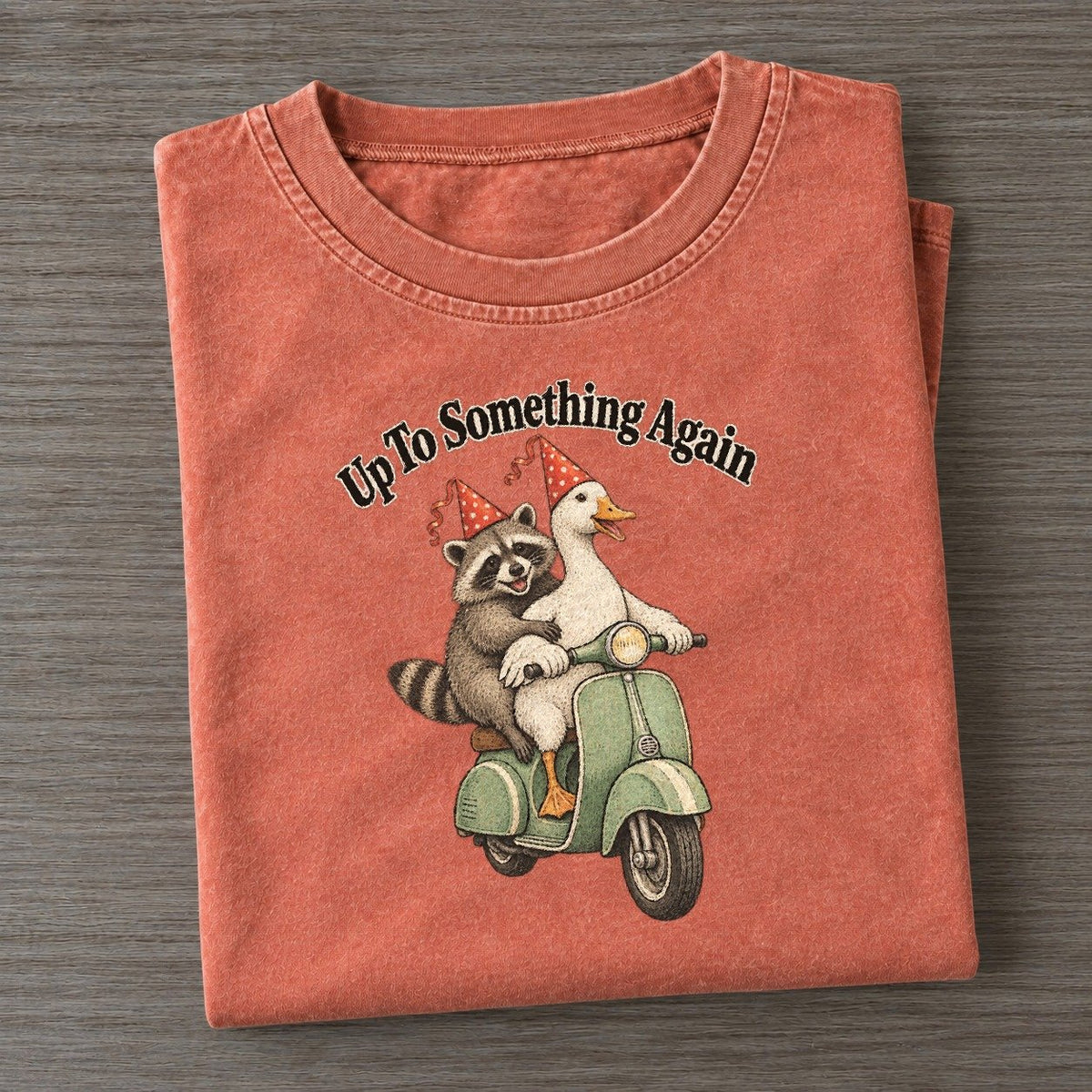 Up To Something Again Kerfuffle Club Vintage T-shirt – Terracotta