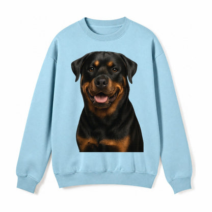 Rottweiler Powerful Guardian Fleece Sweatshirt – Light Blue