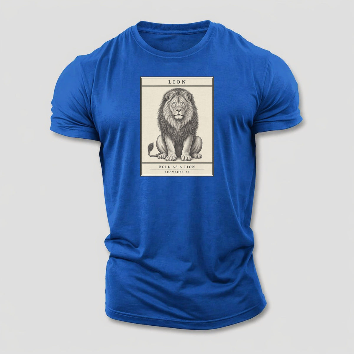 Lion Specimen Plate Creature Canticle Cotton T-Shirt – Royal Blue