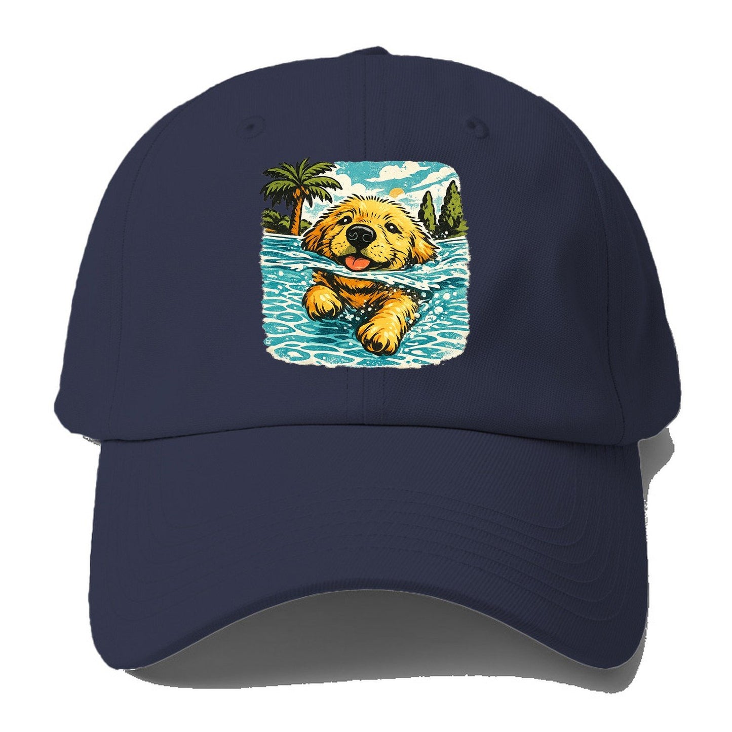 Golden Retriever Pool Pup Baseball Cap – Twilight Navy
