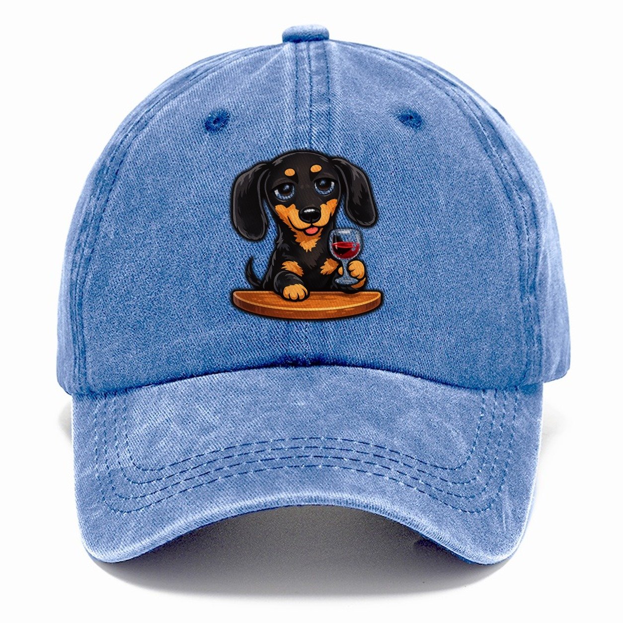 Dachshund Wine Time Classic Cap – Summer Sky