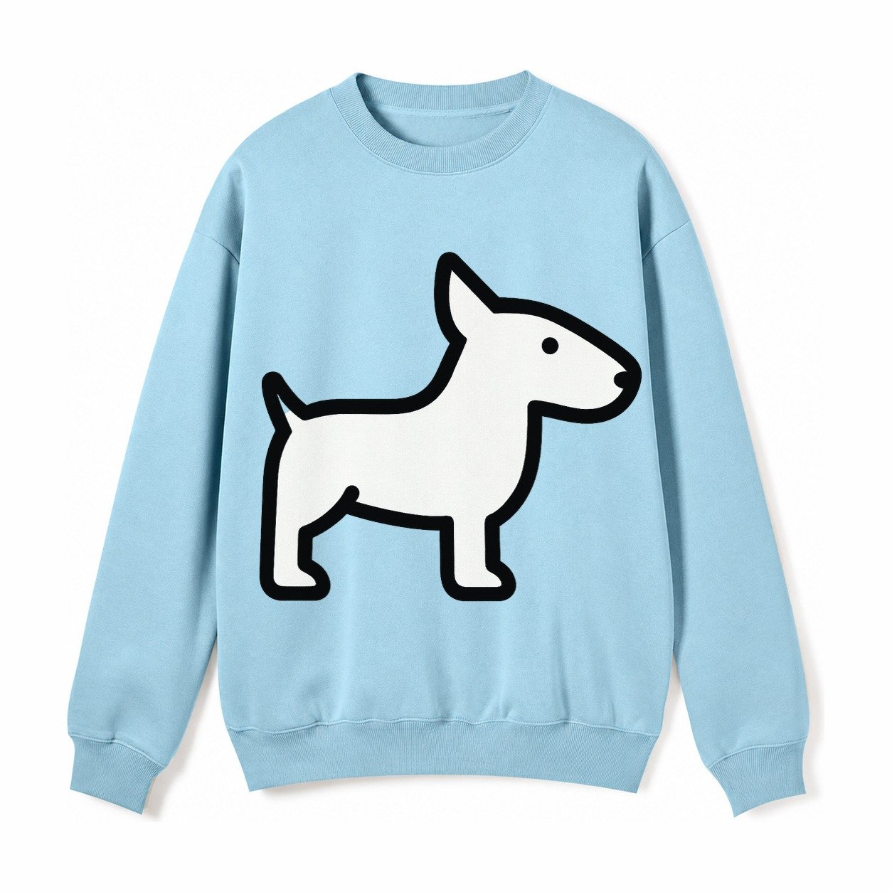 Bull Terrier White Egg Shaped Head Flat Side Profile Fleece Sweatshirt – Light Blue