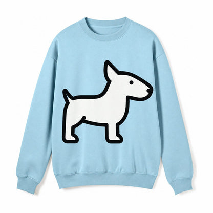 Bull Terrier White Egg Shaped Head Flat Side Profile Fleece Sweatshirt – Light Blue