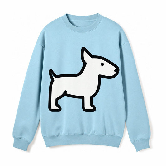 Bull Terrier White Egg Shaped Head Flat Side Profile Fleece Sweatshirt – Light Blue