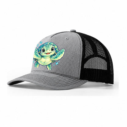 Sea Turtle Front Paddle Sea Sprite Trucker Hat – Sport Grey Black