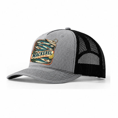 Mackerel Tin Stack Fishing Club Trucker Hat – Sport Grey Black